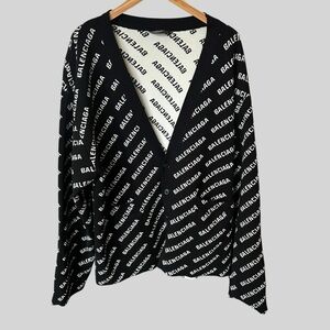 BALLENCIAGA Unisex All Over Logo Cardigan.